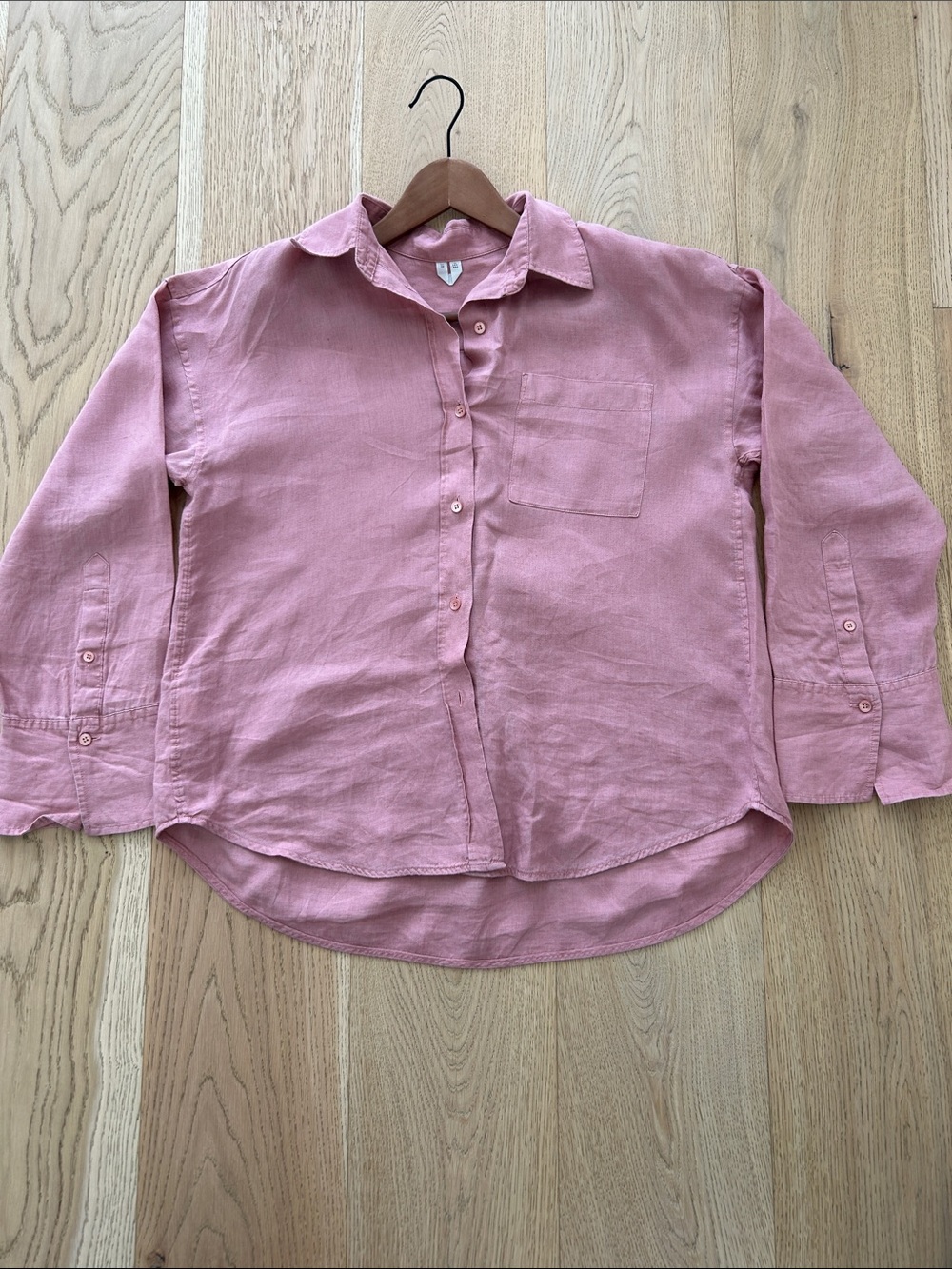 Arket Dusty Rose Pink Button-Down Linen Shirt